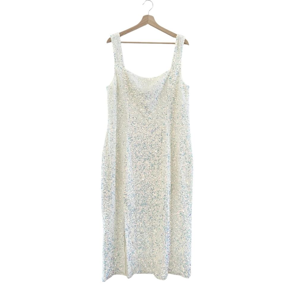 Show Me Your Mumu Eden Midi Dress in White Sparkle Sequins 3X NWT - Picture 4 of 6